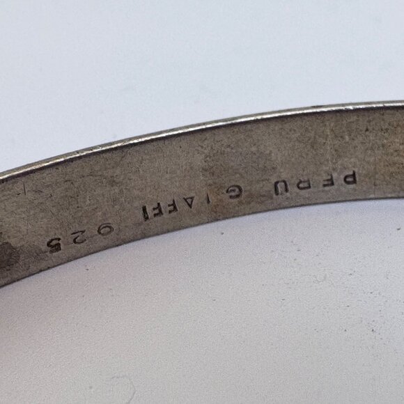 VTG Solid Sterling Silver 925 Flower Design Bangle Bracelet Size 7.5" Fit - Picture 6 of 9